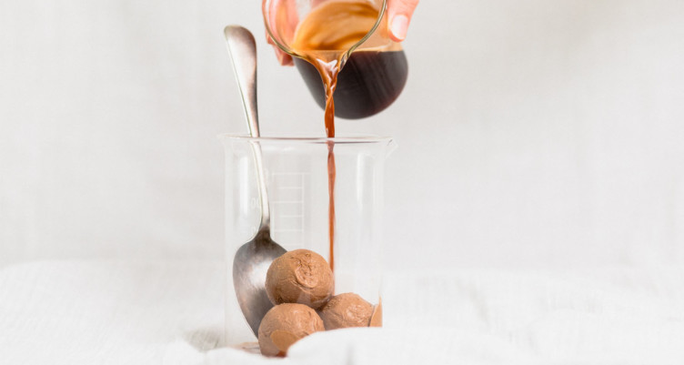 coffee pouring over ice cream