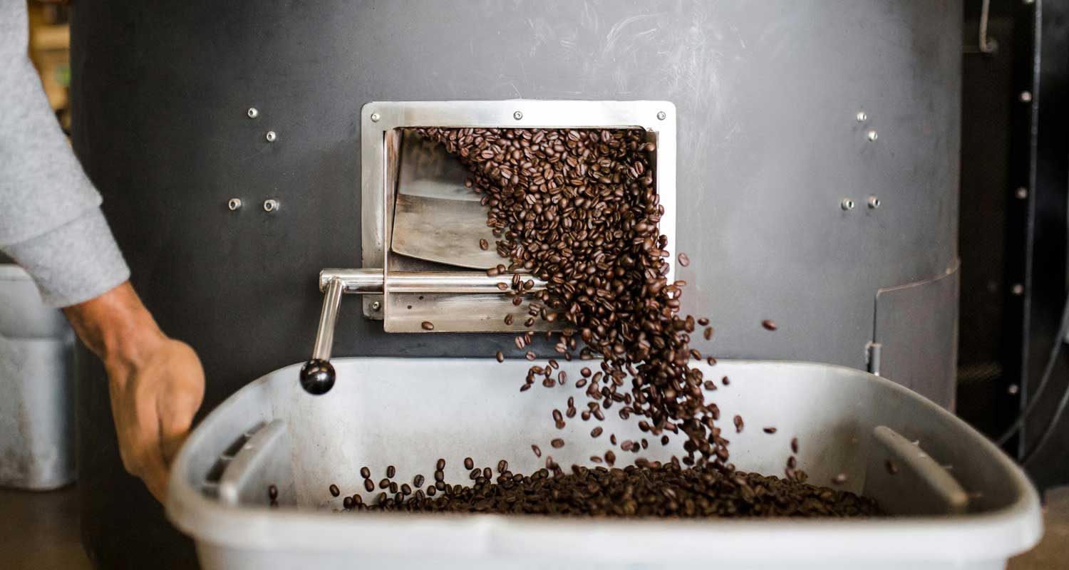 coffee beans in roaster